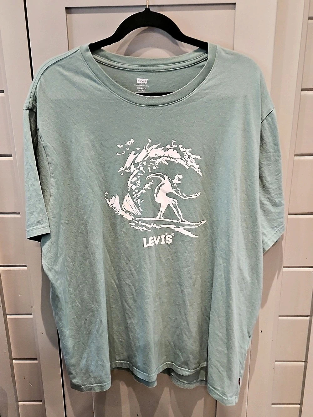 Levi's Graphic Relaxed Fit Surfer T-Shirt Green & Pink XXL